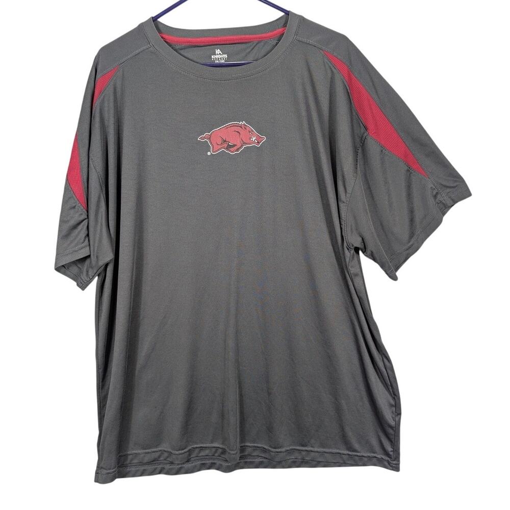 Arkansas Razorbacks Shirt Mens 2XL Gray Red NCAA Football Lightweight Polyester